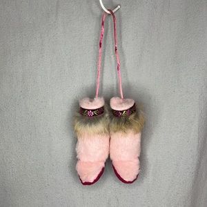 Fuzzy Dice Alternative - Pink Fuzzy Hoof or Moccasin Booties